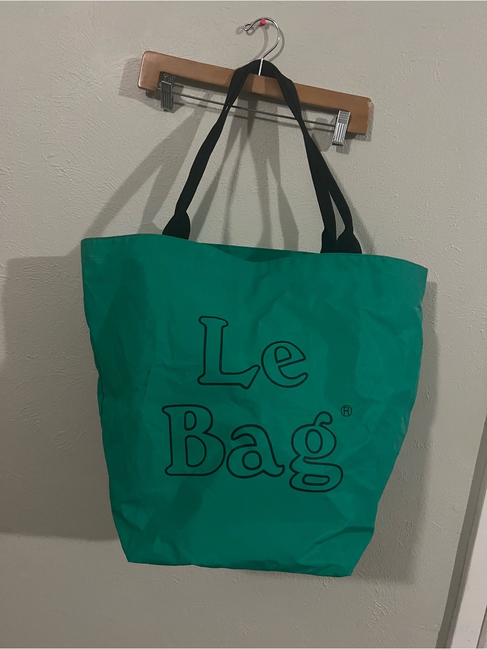 Vintage Le Bag Green Tote with Black Handles XL